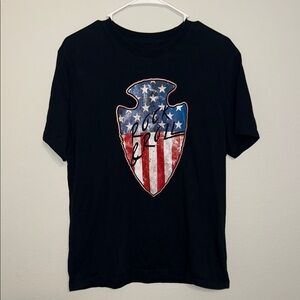 Rock & Roll Denim Black Short Sleeve Tees with Patriotic Graphics - Large. R